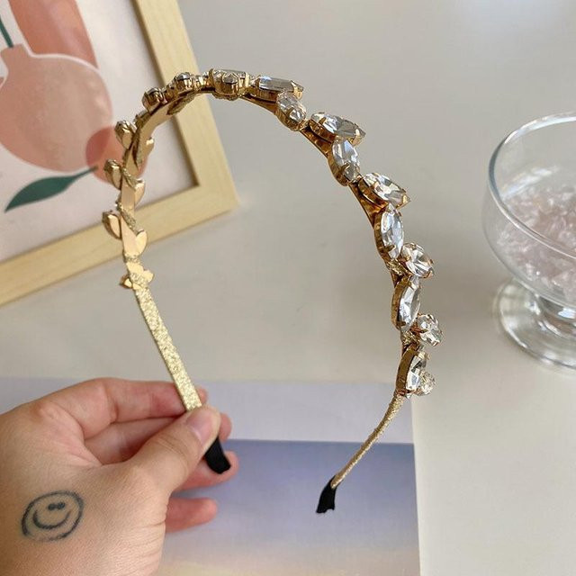 Haarband Rd lala, Gold Silber, Strass, Blatt, Damen, beige - Bild 1