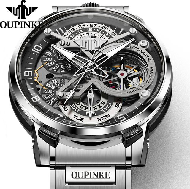 OUPINKE Armbanduhr Automatik, Edelstahl, Silber, Herren - Bild 1