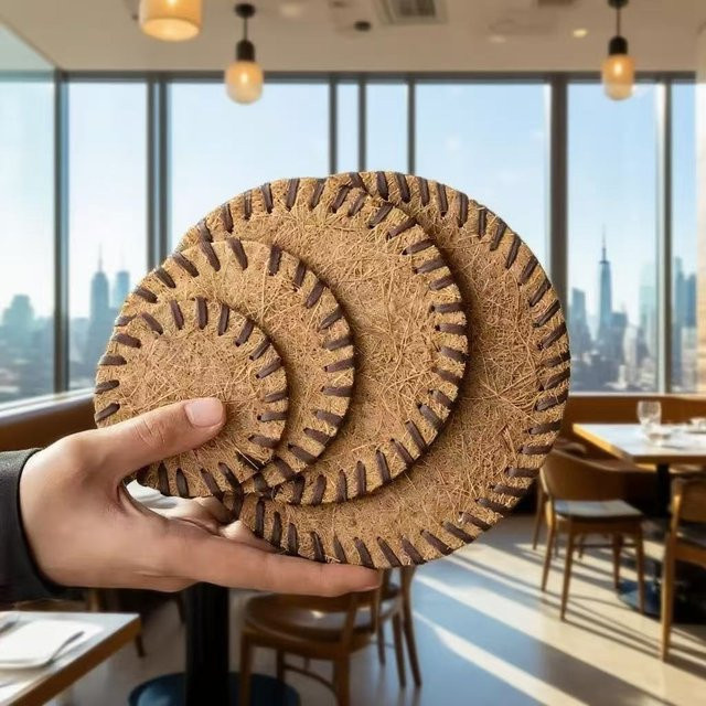 4er-Pack Punana Kaffeeuntersetzer aus Kork in Braun, runde Teeuntersetzer im Boho-Design - Bild 1