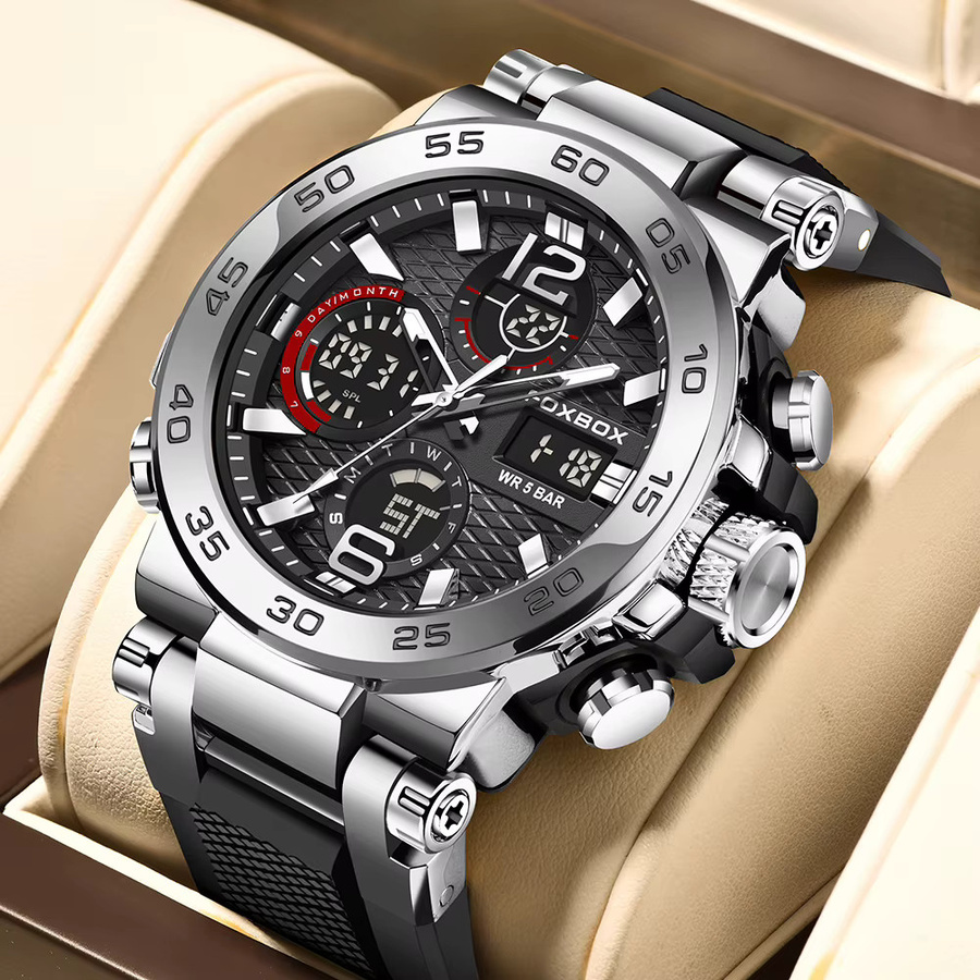 LIGE Armbanduhr, Quarz, Edelstahl, Schwarz, Herren - Bild 6