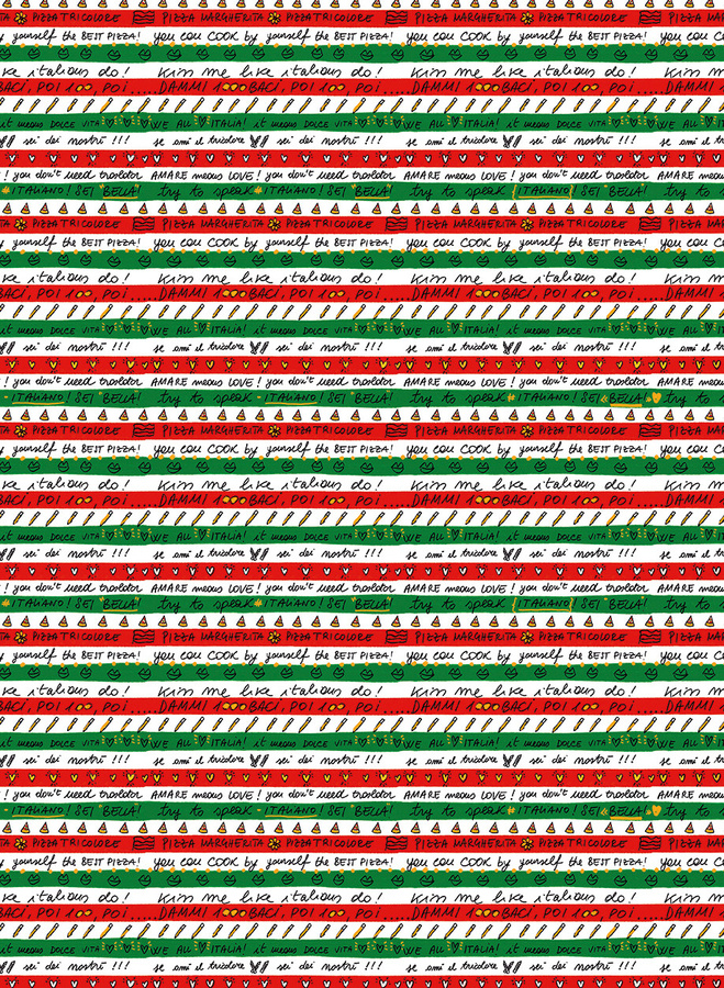 Jannelli & Volpi Tapete Viva L Italia 25546 Design Vlies mit Streifen in Grün Weiß Rot Multicolour - Bild 1