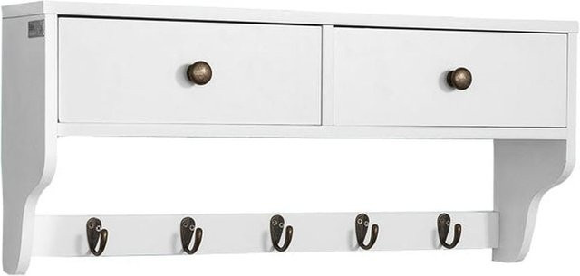 SoBuy Wandgarderobe Modern in Weiß mit 1 Ablage und Haken, B: 60 cm, T: 14,5 cm, H: 26,7 cm - Bild 1