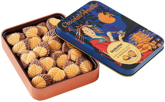 Amatller Vollmilchblätter mit Passionsfrucht Schokoladentafel 60 g - Bild 1