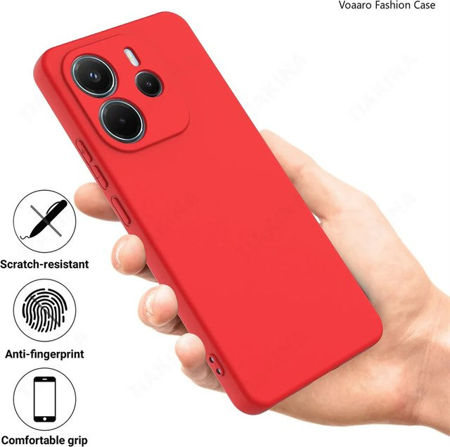 Rutschfeste Flüssigsilikon Handyhülle für Xiaomi Redmi Note 14 4G in Rot mit Sturzschutz - Bild 1