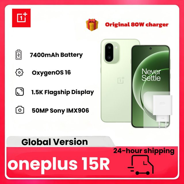 OnePlus 15R 5G AI Smartphone in Grün mit 12 GB RAM, 256 GB ROM, AMOLED-Display und 7400 mAh Akku - Bild 1