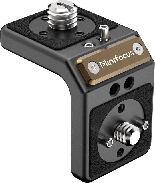 MINIFOCUS Mini-L-Halterung in Schwarz mit 90-Grad-Rechtwinkel und ARRI-Adapter für Video-Rigs, drahtlose Sender, V-Mount-Akkus und Monitore - Bild 1