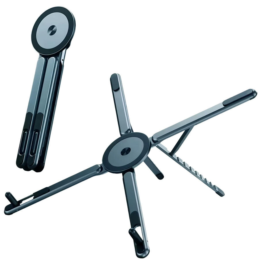 Amzwn Magnetischer ABS Telefon- und Laptop-Ständer in Grau mit 8-fach Höhenverstellung für iPad und Mobiltelefone - Bild 2
