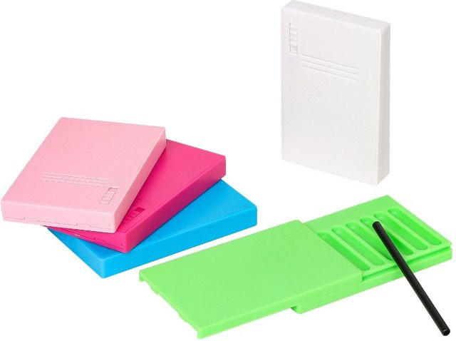 KeYi Schnupftabak-Set aus Kunststoff in Pink mit 8 Fächern und integriertem Metall-Strohhalm, Breite: 8,5 cm - Bild 1