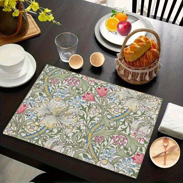 VIKAMA Tischsets im europäischen Vintage-Floral-Design, wasserdicht, ideal für Restaurant und Nachmittagstee - Bild 1