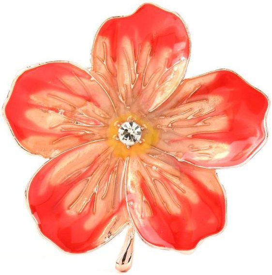 YIRAN Jewelry Brosche, Hibiskusblüten, Strass, Rot, Beige, Damen - Bild 1