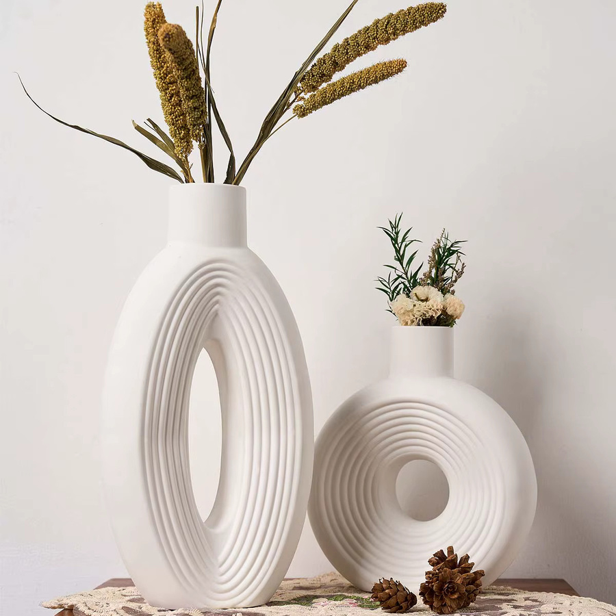 UDOCOOL Nordic Silikonform für Streifen Vase in Oval, DIY Form für Harz und Gips, Weiß - Bild 4