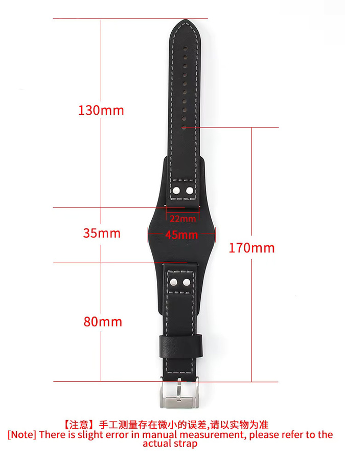 Fossil Uhrenarmband Leder, Schwarz, 22 mm - Bild 2