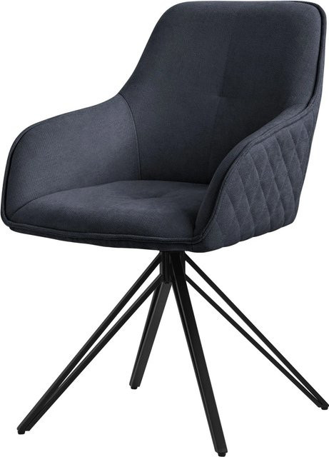 ML-Design Esszimmerstuhl drehbar aus Textil Webstoff in Anthrazit und Schwarz mit Armlehnen und Rückenlehne - Bild 2