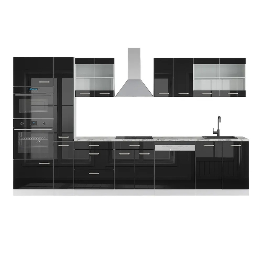 Vicco Küchenzeile R-Line Solid modern in Weiß und Schwarz mit Marmor-Arbeitsplatte, Breite: 350 cm - Bild 3