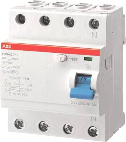 ABB FI-Schutzschalter F204A-63/0,03L RCD 4-polig 63A 0,03A 230V in Weiß - Bild 1