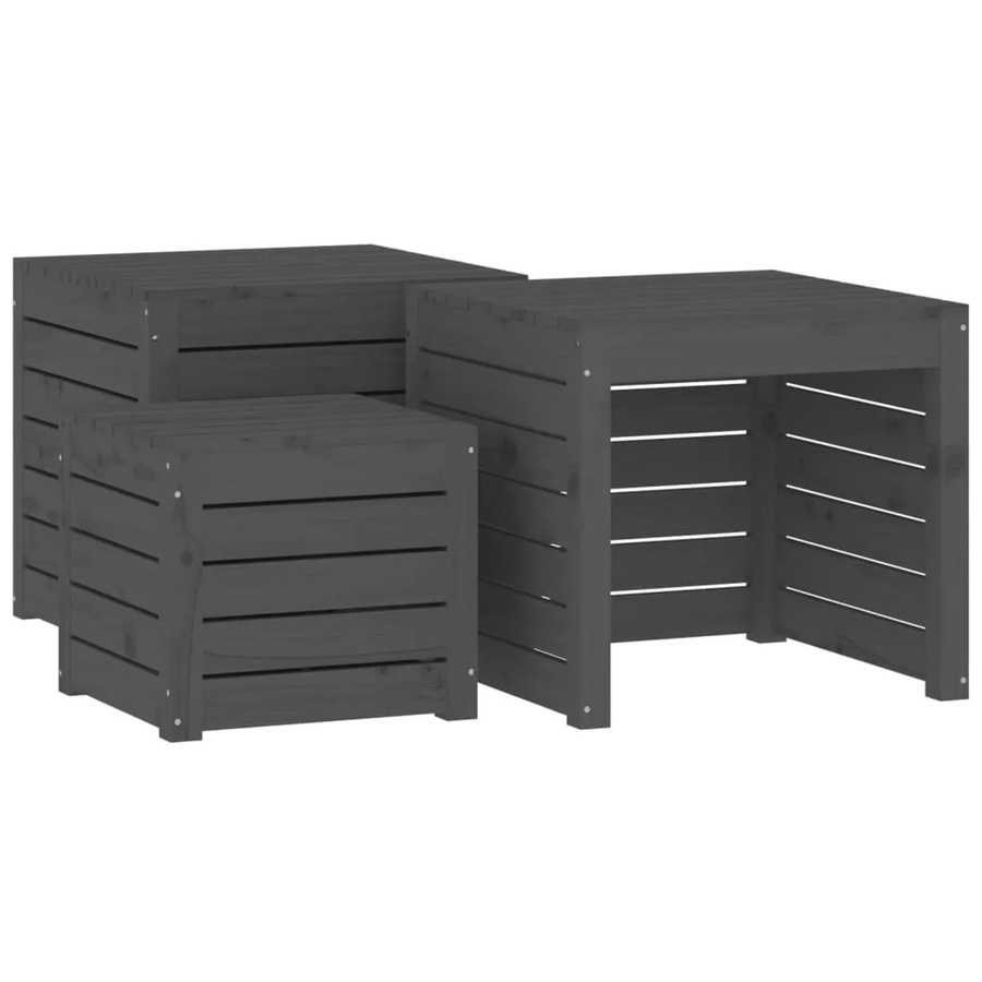 vidaXL 3-tlg. Gartenbox-Set aus Kiefer Massivholz in Grau für Garten und Terrasse - Bild 2