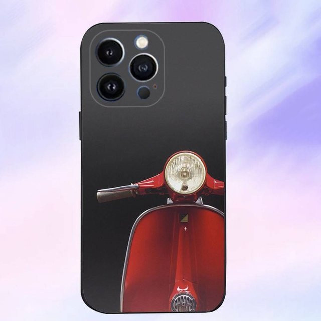 V-VespaS Roller Handyhülle aus weichem Silikon für iPhone 16, 15, 14, 13, 12, 11, XS, X, XR, SE, Mini, 8, 7 in Schwarz - Bild 1