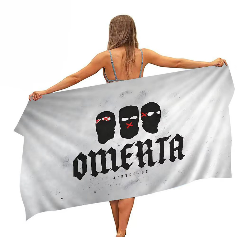 Singer O-Omerta 47 R-Records Mikrofaser-Strandtuch in Weiß, super saugfähiges und schnell trocknendes Pool-Handtuch für Damen und Herren - Bild 4