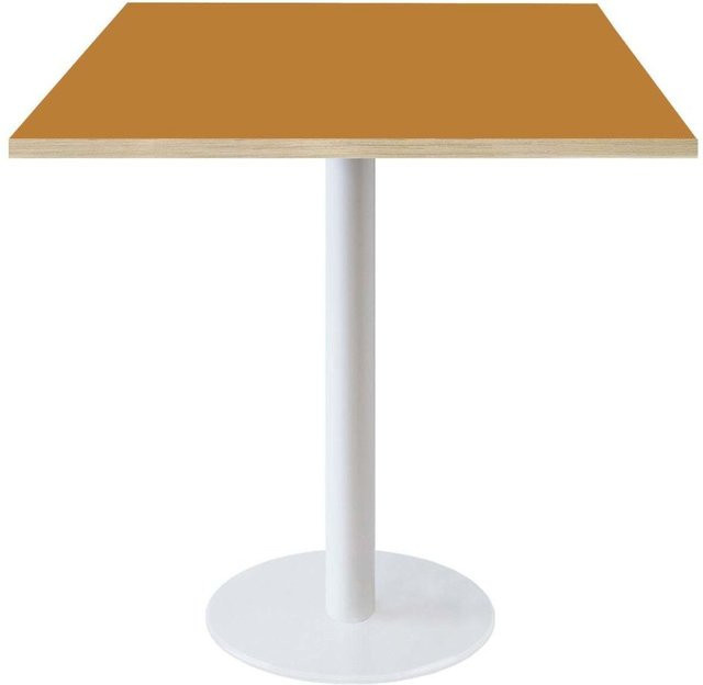 RestooTab Tisch Rome quadratisch in Weiß mit senf/brauner Platte, B/T/H: 70 x 70 x 75 cm - Bild 1