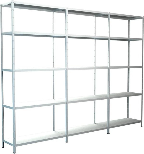 Schulte Steck-Grund- und 2 x Anbauregale aus Metall in Weiß, B/T/H: 200 x 35 x 280 cm - Bild 1