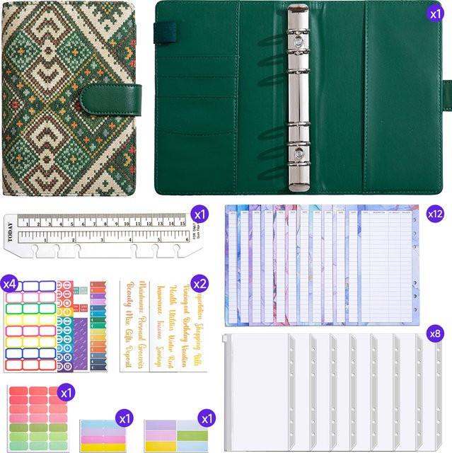 Coliky A6 Budget-Planer Ringbuch mit Stoff-Textur und Kunststoff-Ordner in Multicolour - Bild 1