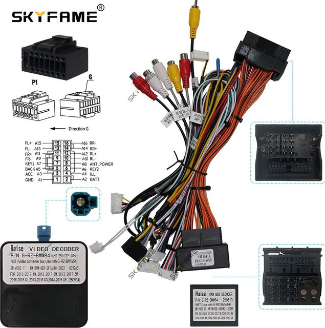 SKYFAME 16pin Kabelbaum Adapter mit Canbus Box Decoder für Android Radio in BMW X3 X4 X5 X6 E70 E71 F25 F26 F30 - Bild 1