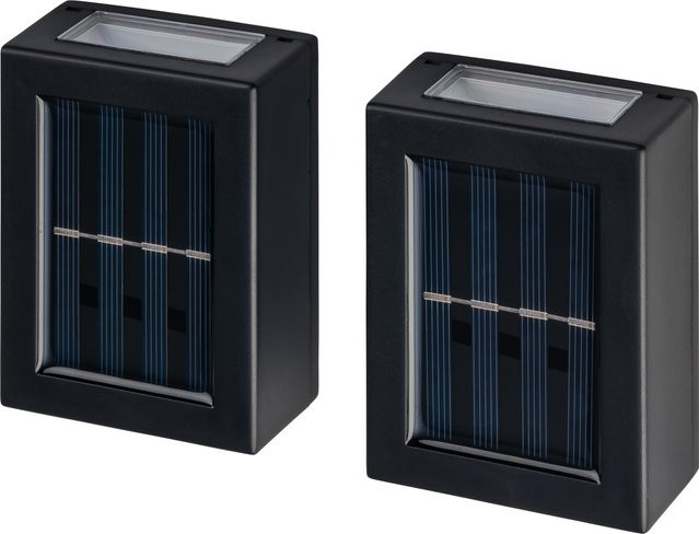 LIVARNO LED-Solar-Außenwandleuchten im 2er-Set, Schwarz, Warmweiß, IP44 mit Dämmerungssensor - Bild 1
