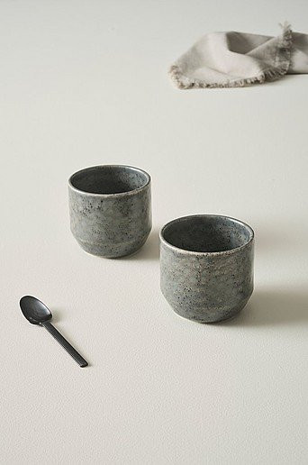 Jotex LIVY Becher aus Keramik, 2er Set, Grau - Bild 1