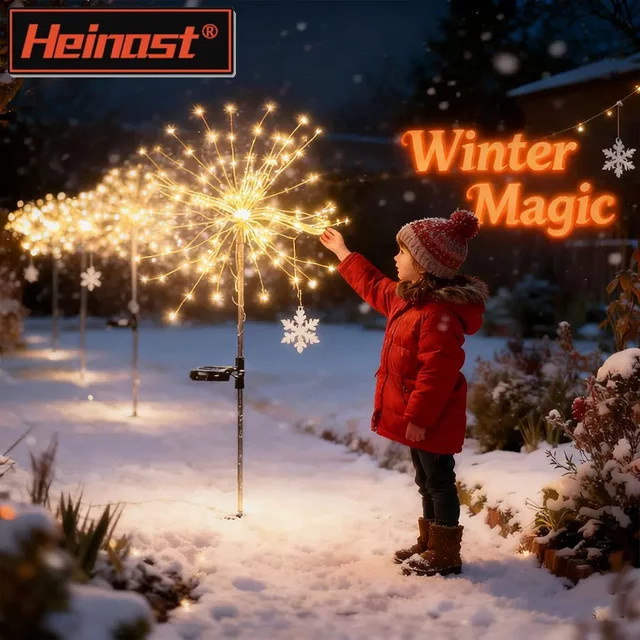 Heinast Solar Feuerwerk Lampe mit 120 LED als Outdoor Gartenleuchte in Globus- und Löwenzahn-Optik - Bild 1