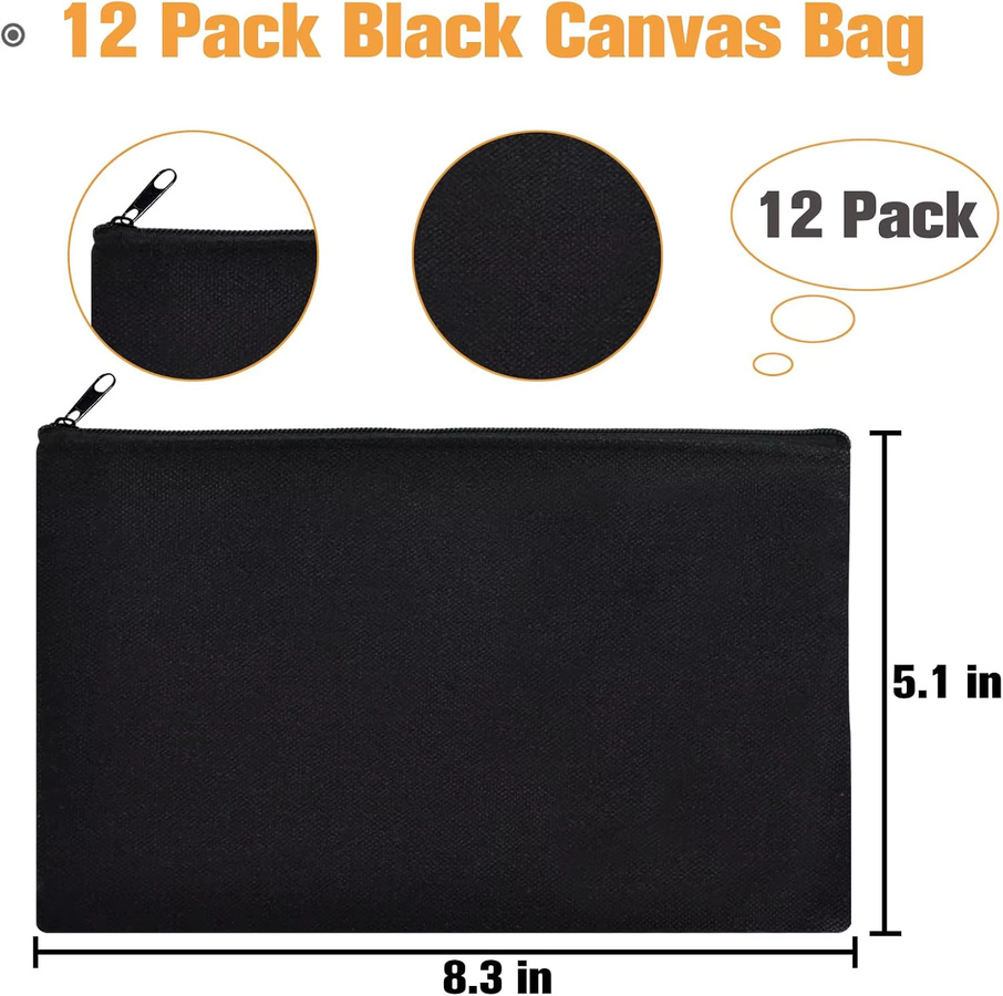 6er-Pack Canvas-Einkaufstaschen aus Baumwolle in Weiß und Schwarz für DIY-Projekte und Sublimation, B/H: 21,0 x 21,0 cm - Bild 2