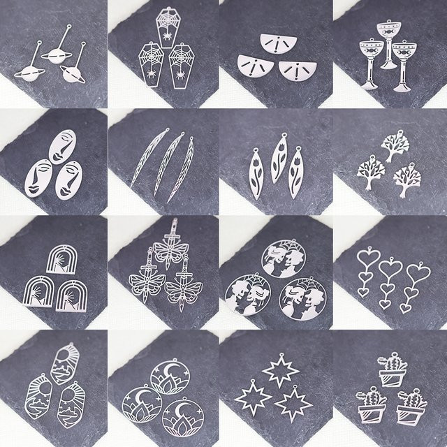 Charms Edelstahl, Silber, Unisex, 3 Stück - Bild 1