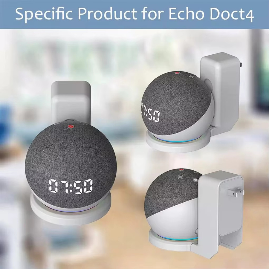 Tragbare Wandhalterung für Amazon Alexa Echo Dot 4 und 5 sowie Echo Dot 3. Generation mit integriertem Kabelmanagement in Weiß - Bild 2