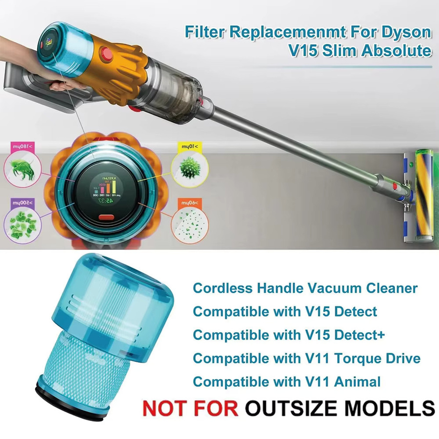 Dyson HEPA-Filter Ersatzteile für V11 und V15 Staubsauger, waschbar und wiederverwendbar, Farbe: Blau - Bild 2