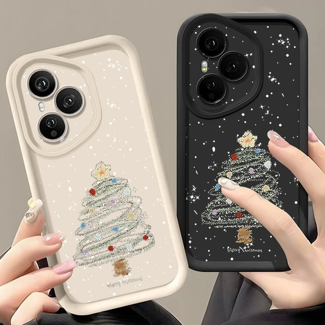 Stoßfeste TPU-Silikonhülle mit Weihnachtsbaum-Muster für Honor 400 200 Pro Magic 7 Lite X8c X9c Smart X6a X6b X6c in Rot - Bild 1