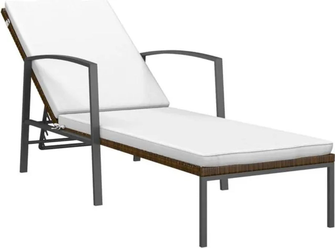 Sonnenliege mit Auflage aus Poly Rattan in Braun von vidaxl - Bild 1