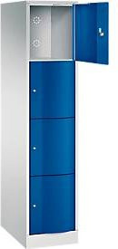 C+P Schließfachschrank Resisto mit 4 Fächern in Lichtgrau und Enzianblau, B/T/H: 39,6 x 64,0 x 195,0 cm - Bild 1