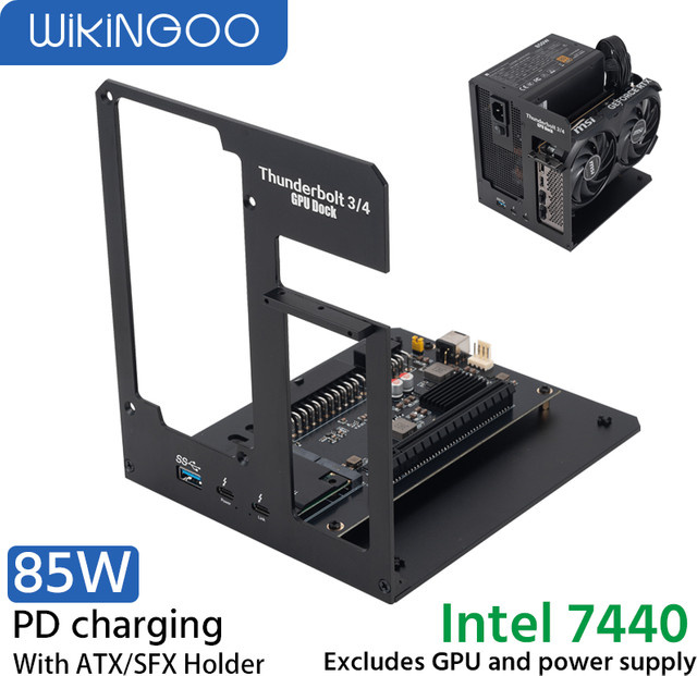 wikingoo GPU-Docking-Station mit 85 W PD-Laden und Thunderbolt-Kompatibilität für Laptop und Notebook, 40 Gbit/s, Schwarz - Bild 1