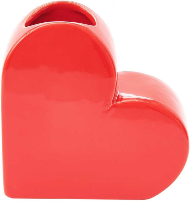 Rico Design Keramik Vase Herz Rot, H x B x T: 12 x 5,5 x 12 cm - Bild 1