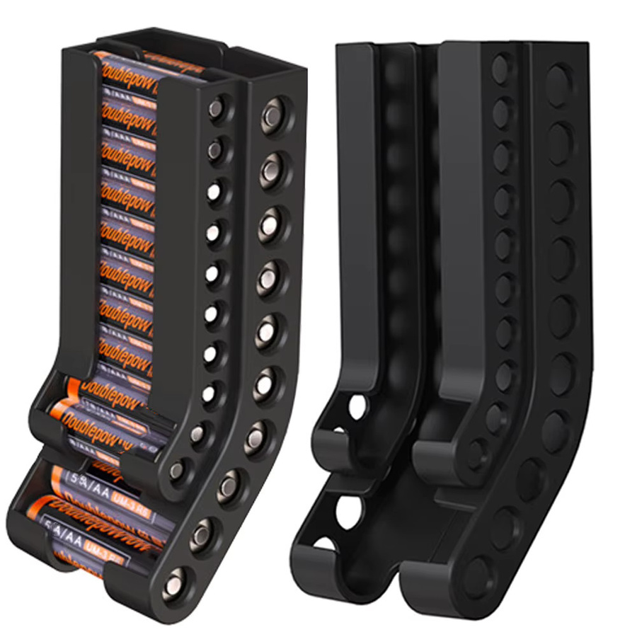 ALLOYSEED Batterie-Aufbewahrungs-Organizer für 10 AAA und 10 AA Batterien, Wandmontage, Schwarz - Bild 2
