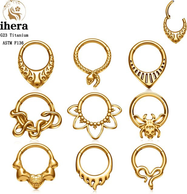 ihera Septum Clicker Piercing, Titan, Wassertropfen, Unisex - Bild 1