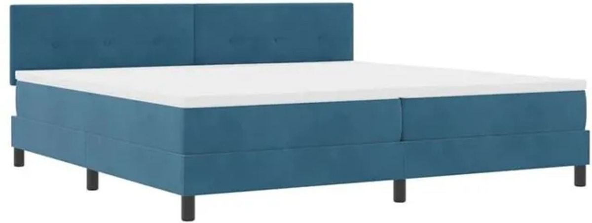 vidaXL Boxspringbett mit Matratze in Dunkelblau, modernes Design aus Samt und Holzwerkstoff, B/T: 200 x 200 cm - Bild 1