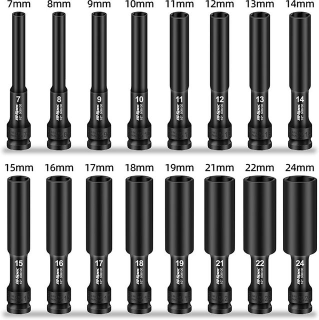 1/2 Zoll Antriebsschlüssel Sechskantkopf Adapter Set für Reifenwechsel, Schwarz, 8–24 mm - Bild 1