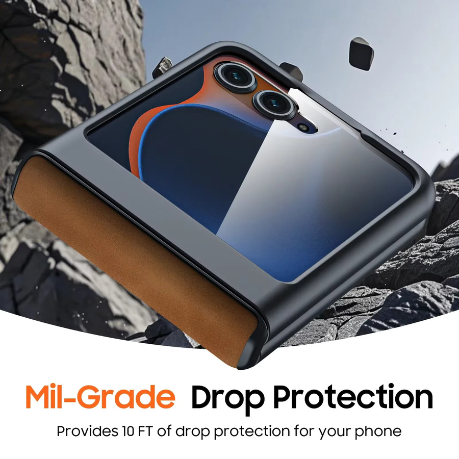Motorola Razr 60 2025 und Razr 50 2024 Schutzhülle aus PU-Leder mit Displayschutzfolie, matt und stoßfest, Braun - Bild 5