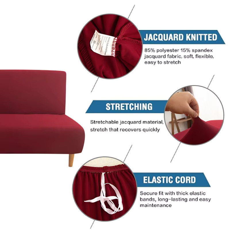 LANMOLIFE Elastischer Sofabezug in Grau, Maschinenwaschbarer Möbelschutz für Armlose Sofas - Bild 3