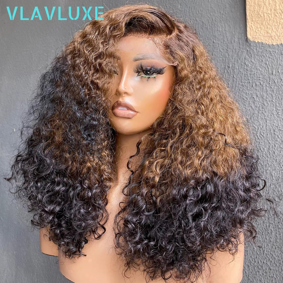 VLAVLUXE Wasserwelle Perücke, Ombre, 100 % Echthaar, Remy, 13x6 HD Lace Frontal - Bild 2