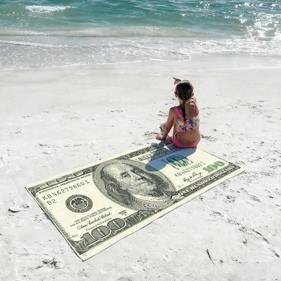 Creative Man Strandtuch Kunst US-Dollar Design, weich und schnelltrocknend, B: 40 cm, H: 60 cm - Bild 3