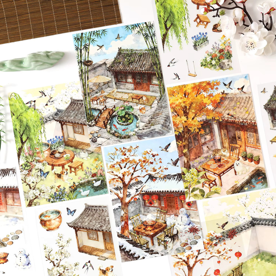 Yingxue Kawaii Katze Haus Garten 3D Welpe Landschaft Aufkleber, Bunt / Mehrfarbig - Bild 2