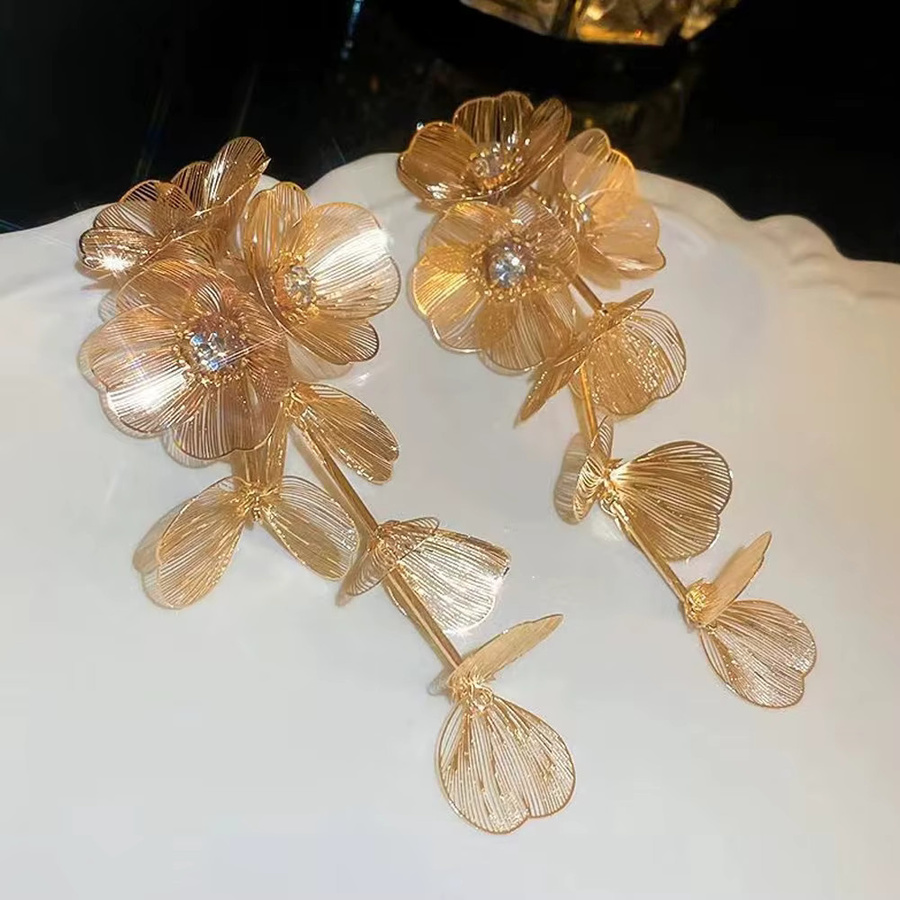 amofa Ohrringe, Blume, Metall, Gold, Damen, Vintage - Bild 3