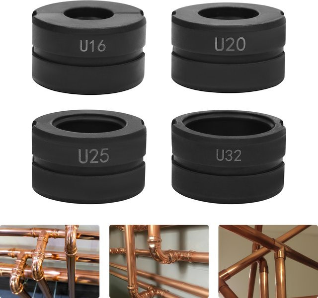 Bymaocar Druckbacken-Set Crimpmatrizen und Rohrklemmen in Schwarz für hydraulische oder mechanische Crimpzangen, Durchmesser: 16 mm, 20 mm, 25 mm, 32 mm - Bild 1