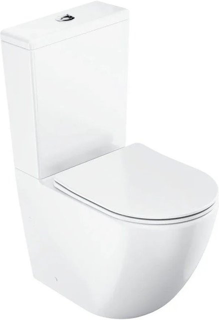 Ravak Stand-Kombi-WC Optima mit Spülkasten in Weiß, spülrandlos mit WC-Sitz und Absenkautomatik, Geberit Spülmechanismus, B/T/H: 38,0 x 60,5 x 82,5 cm - Bild 1